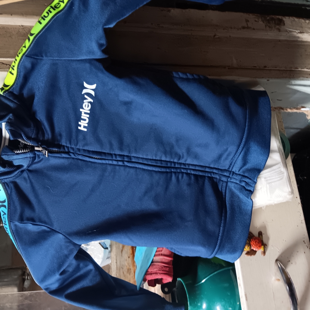 Hurley Blue Raincoat Sporty Synthetic Jacket